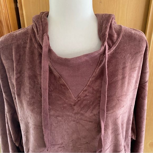 Urban Outfitters • Slouchy Vail Velour Hoodie Sweatshirt in Mauve - Picture 3 of 13